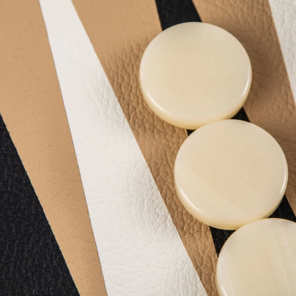Backgammon en Bois et Cuir Vegan - Moka - Image 3