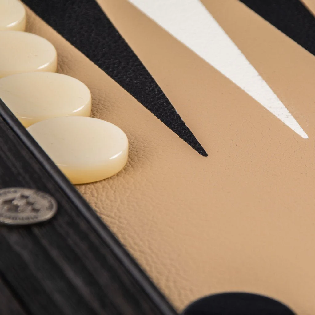Backgammon en Bois et Cuir Vegan - Moka - Image 4