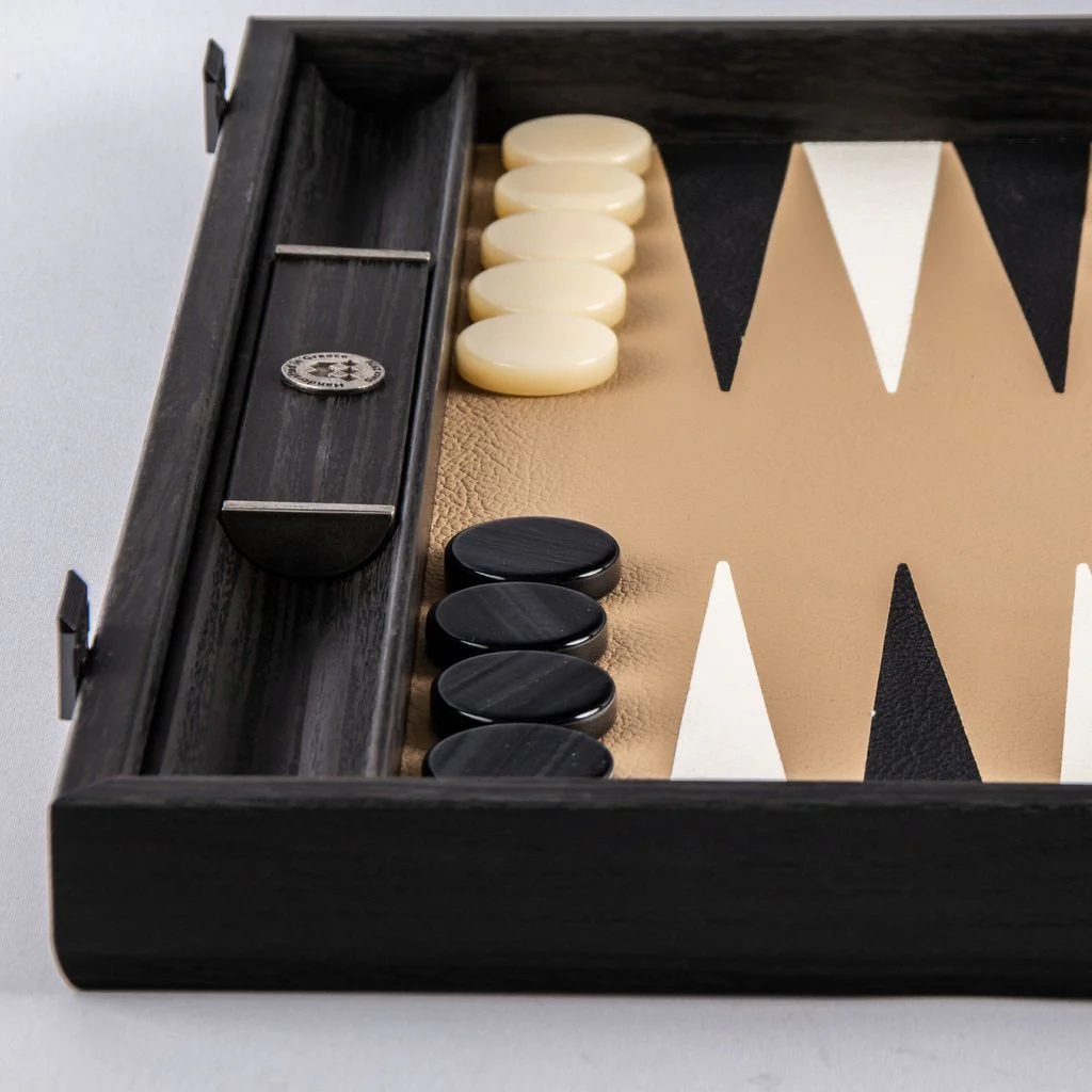 Backgammon en Bois et Cuir Vegan - Moka - Image 5