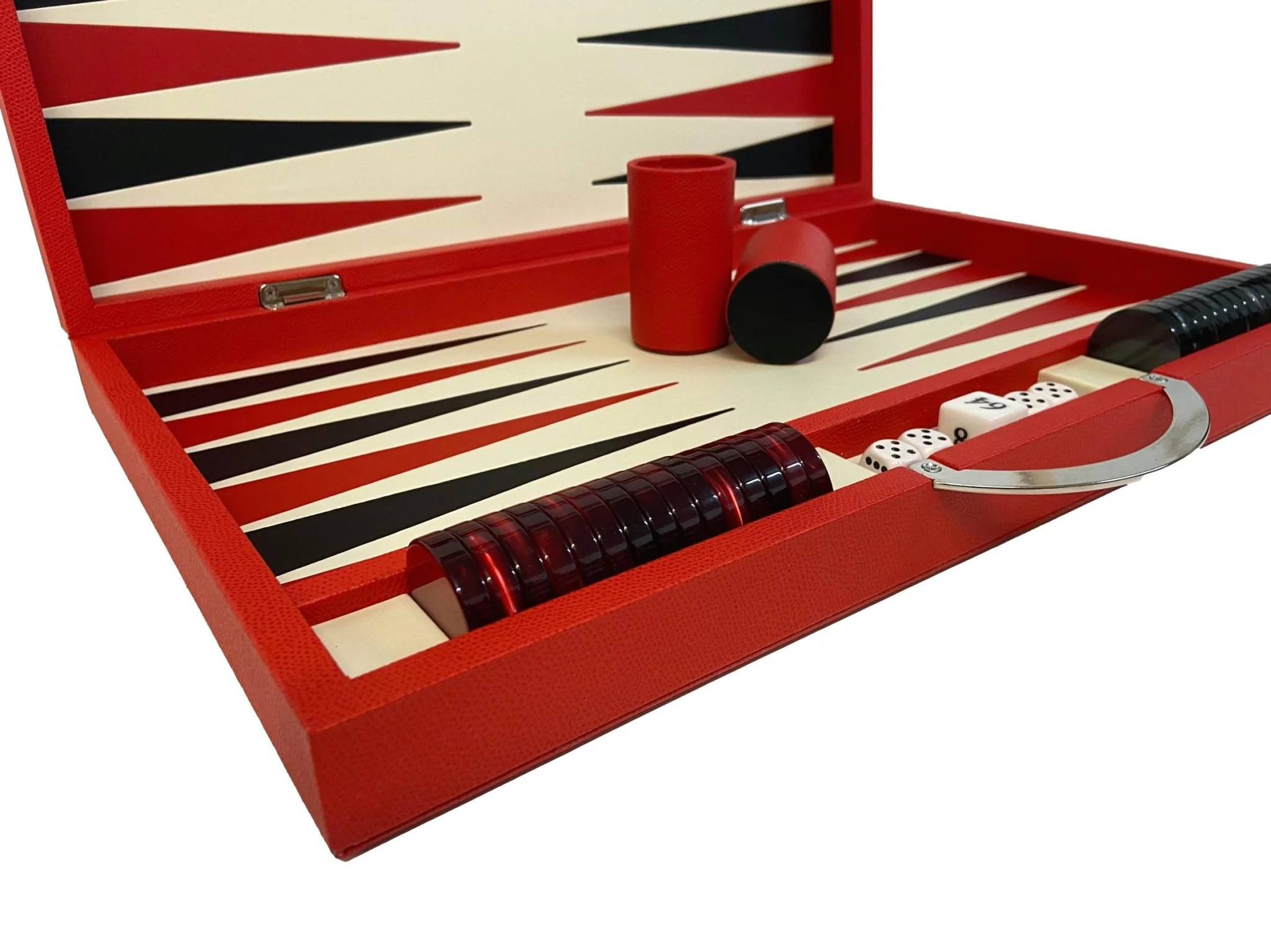 Backgammon Cuir véritable GM - Rouge - Renzo Romagnoli - Image 3