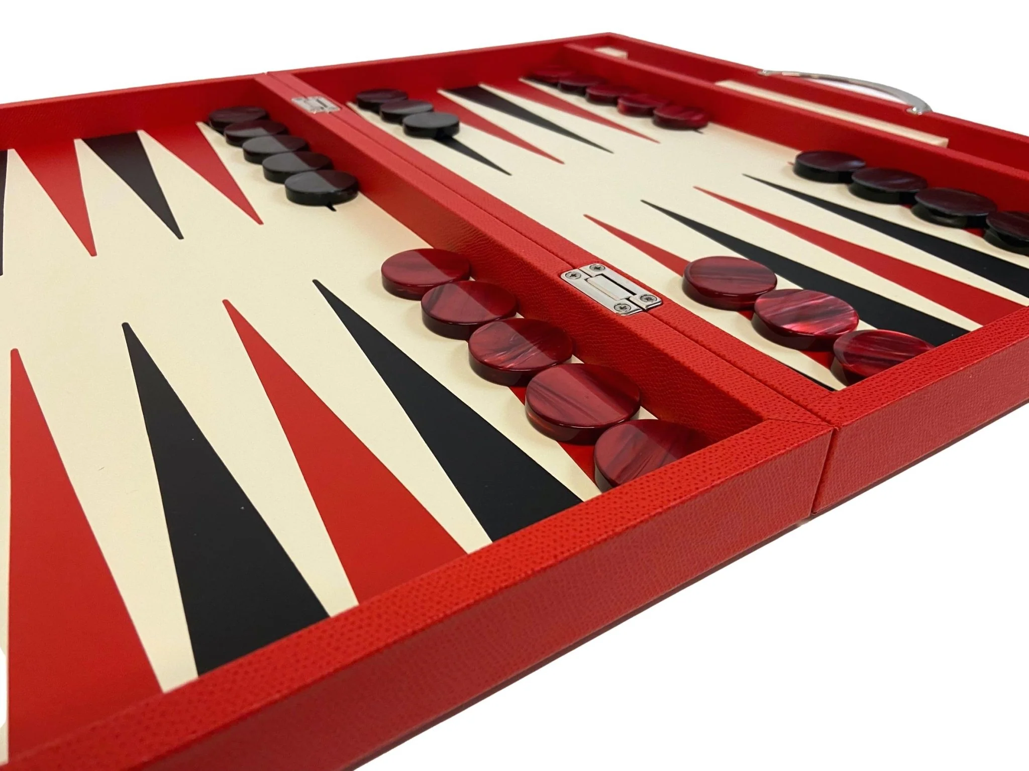 Backgammon Cuir véritable GM - Rouge - Renzo Romagnoli - Image 5