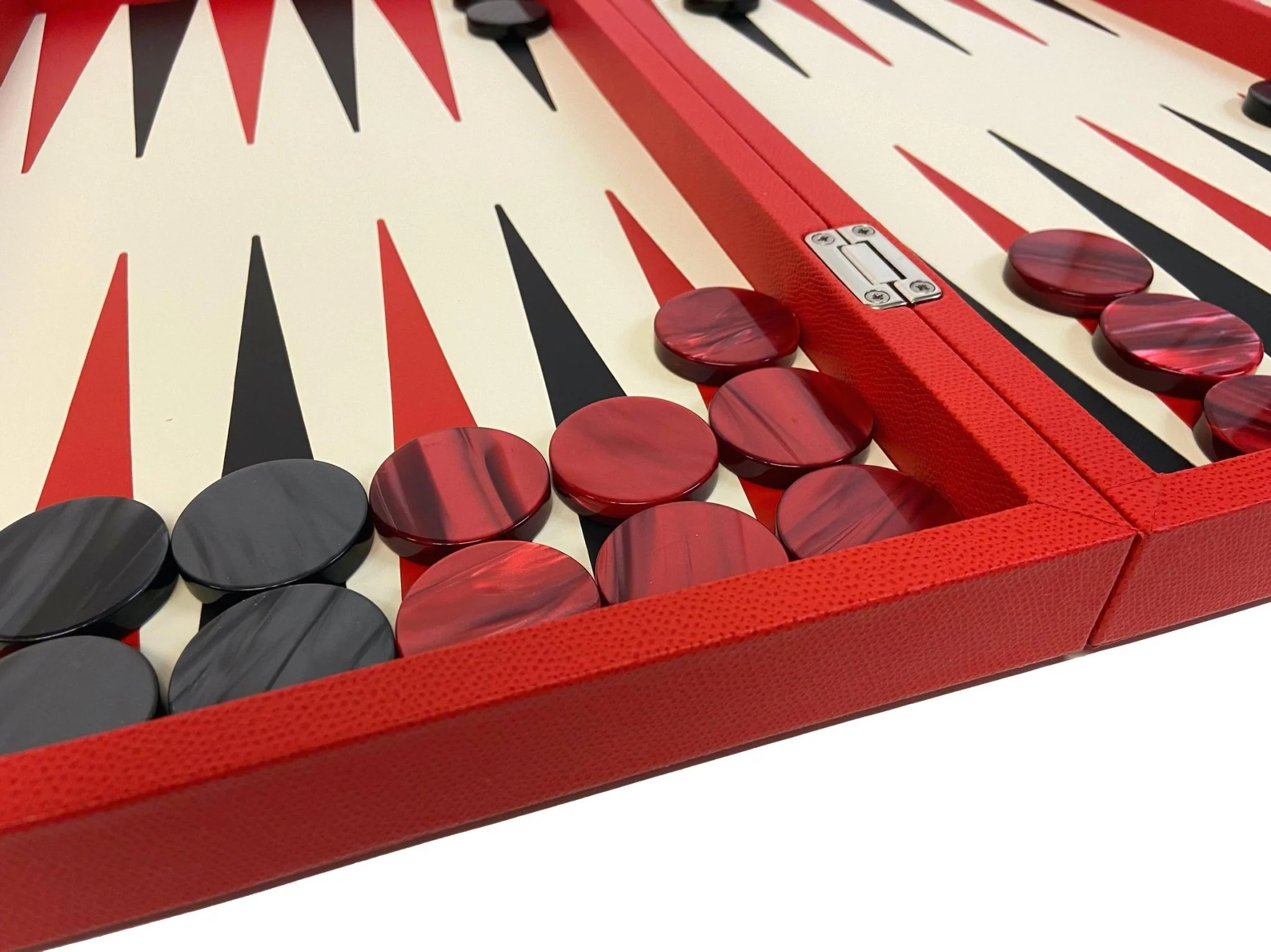 Backgammon Cuir véritable GM - Rouge - Renzo Romagnoli - Image 6