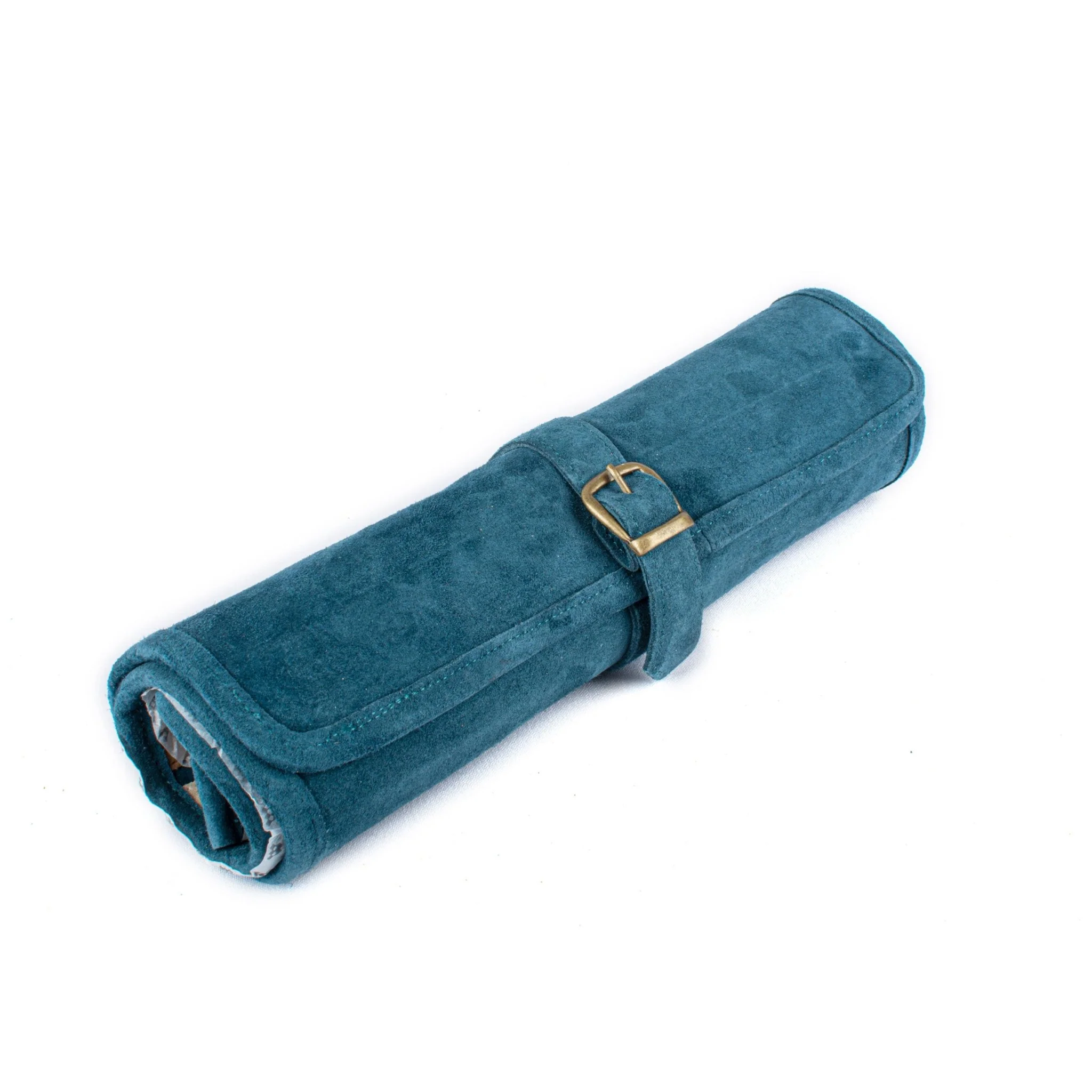 Backgammon de voyage - Roulable - Cuir Velours - Bleu - Image 5