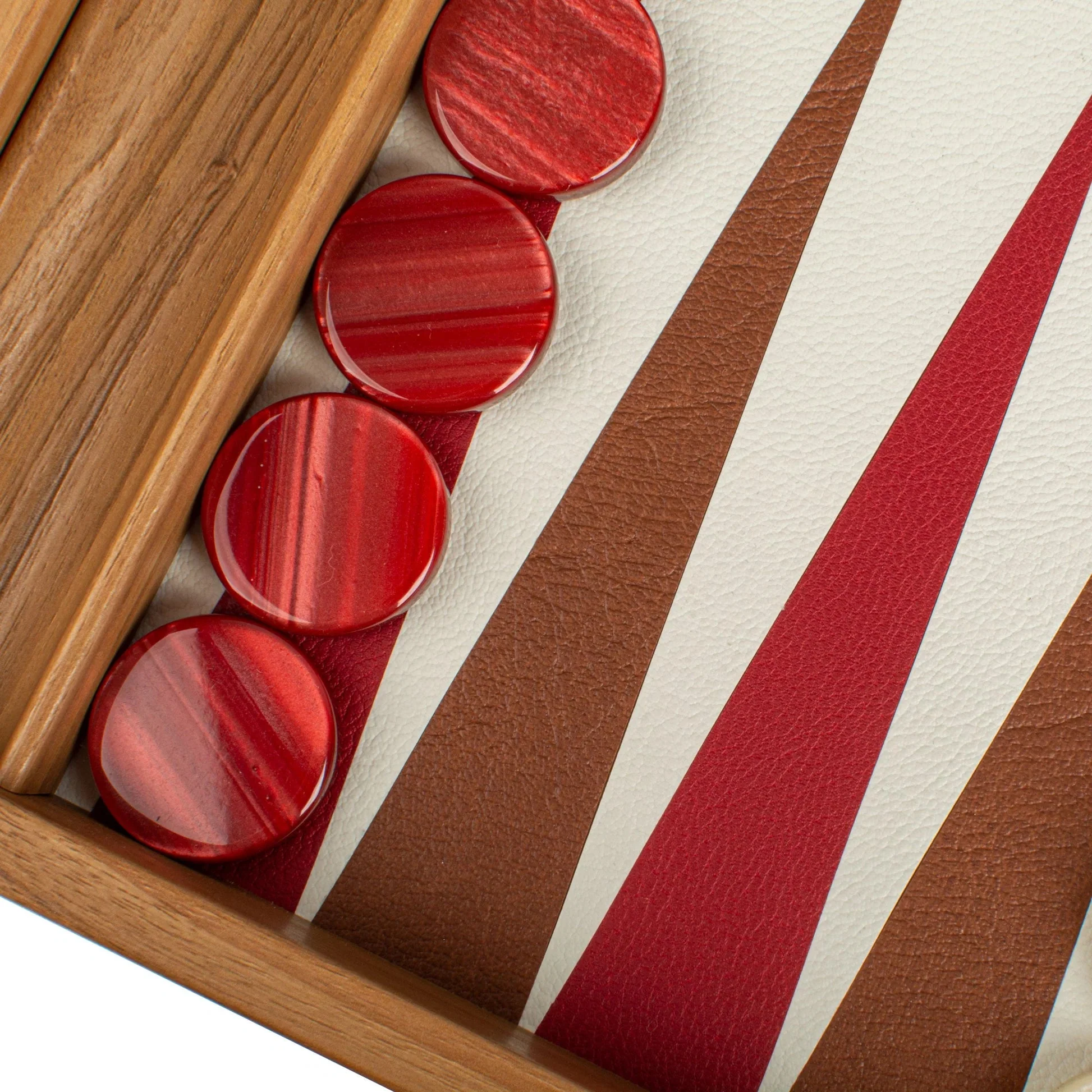 Backgammon en Bois et Cuir Vegan - Framboise - Image 4