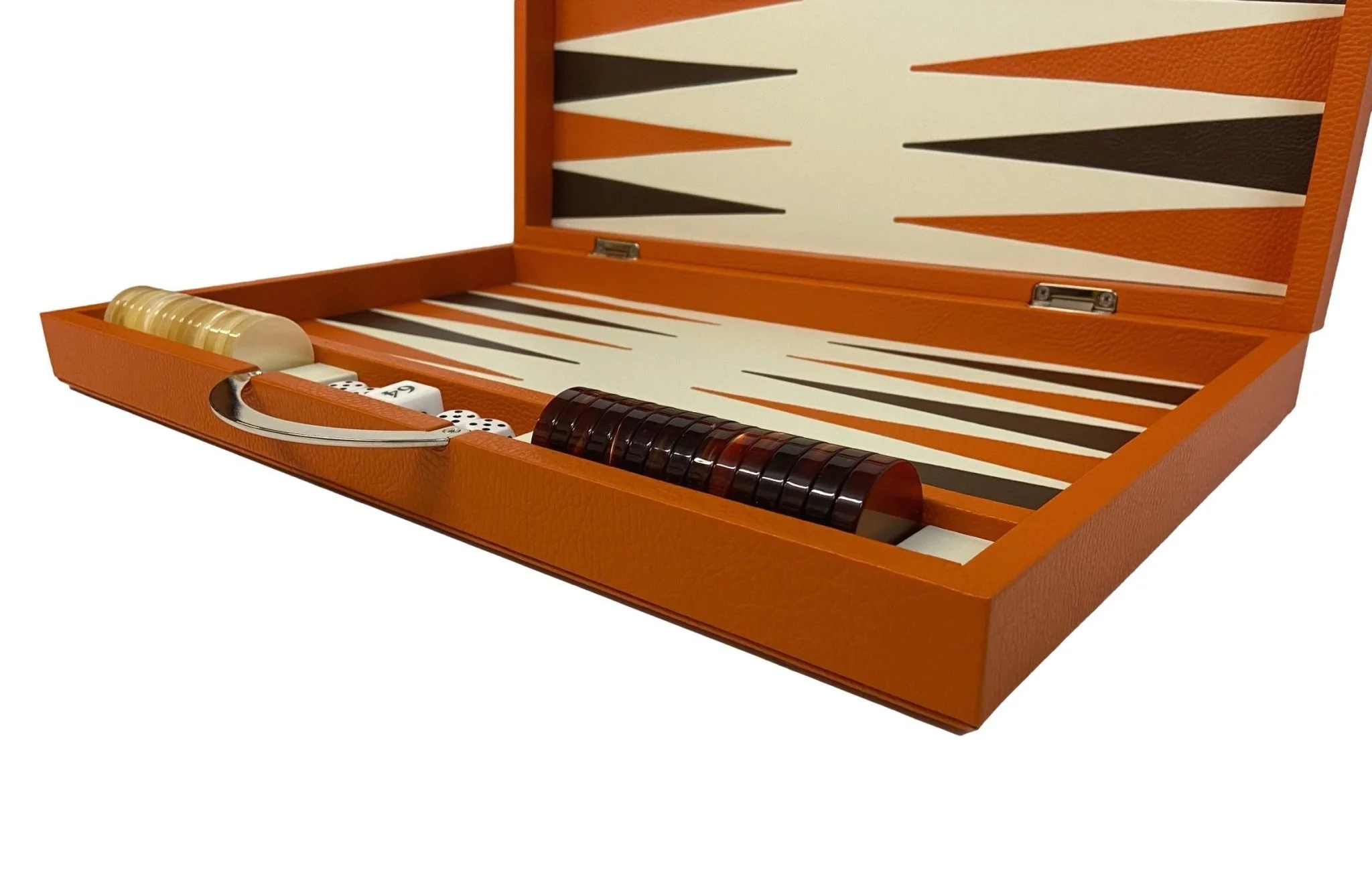 Backgammon en Cuir véritable MM - Orange - Renzo Romagnoli - Image 8