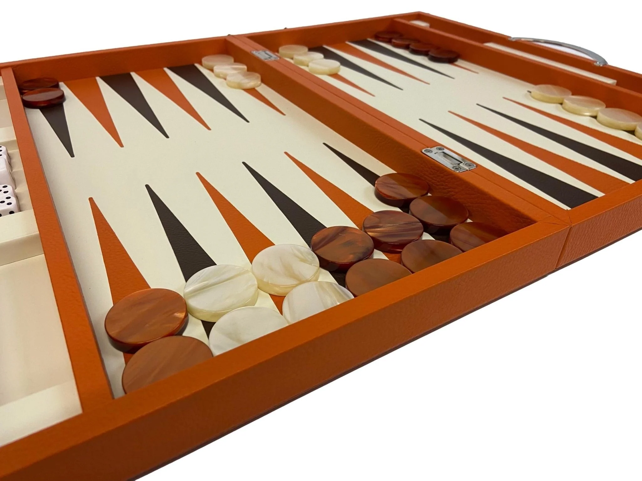 Backgammon en Cuir véritable MM - Orange - Renzo Romagnoli - Image 9
