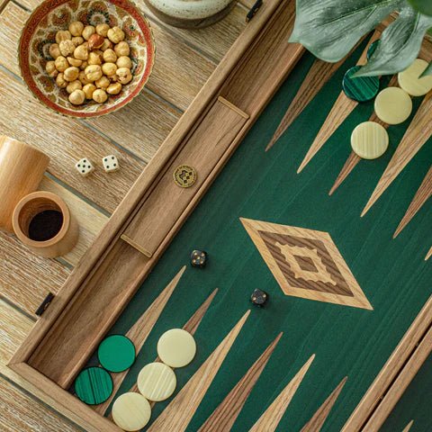 Backgammon en noyer - Vert - Image 4