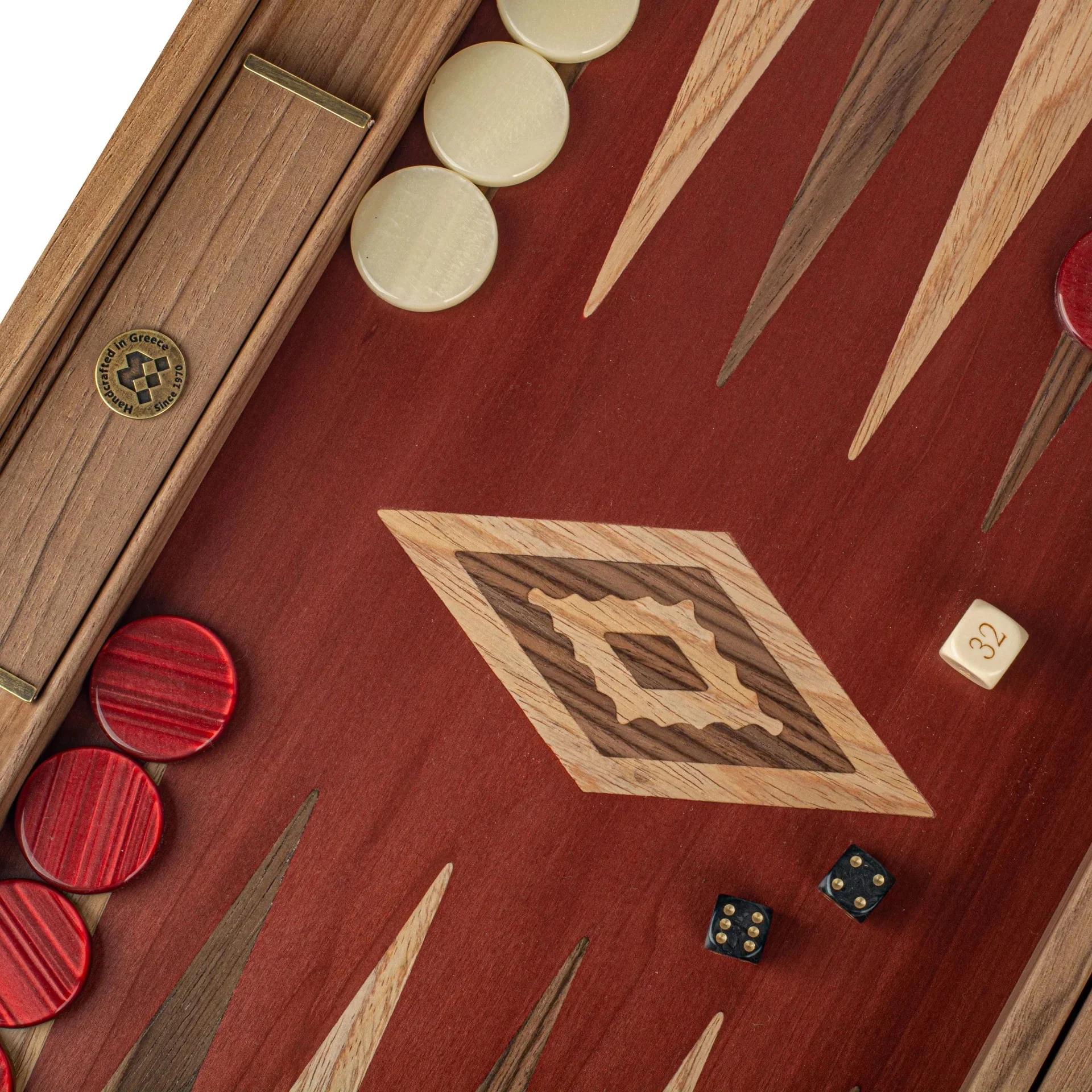 Backgammon en noyer - Rouge - Image 4