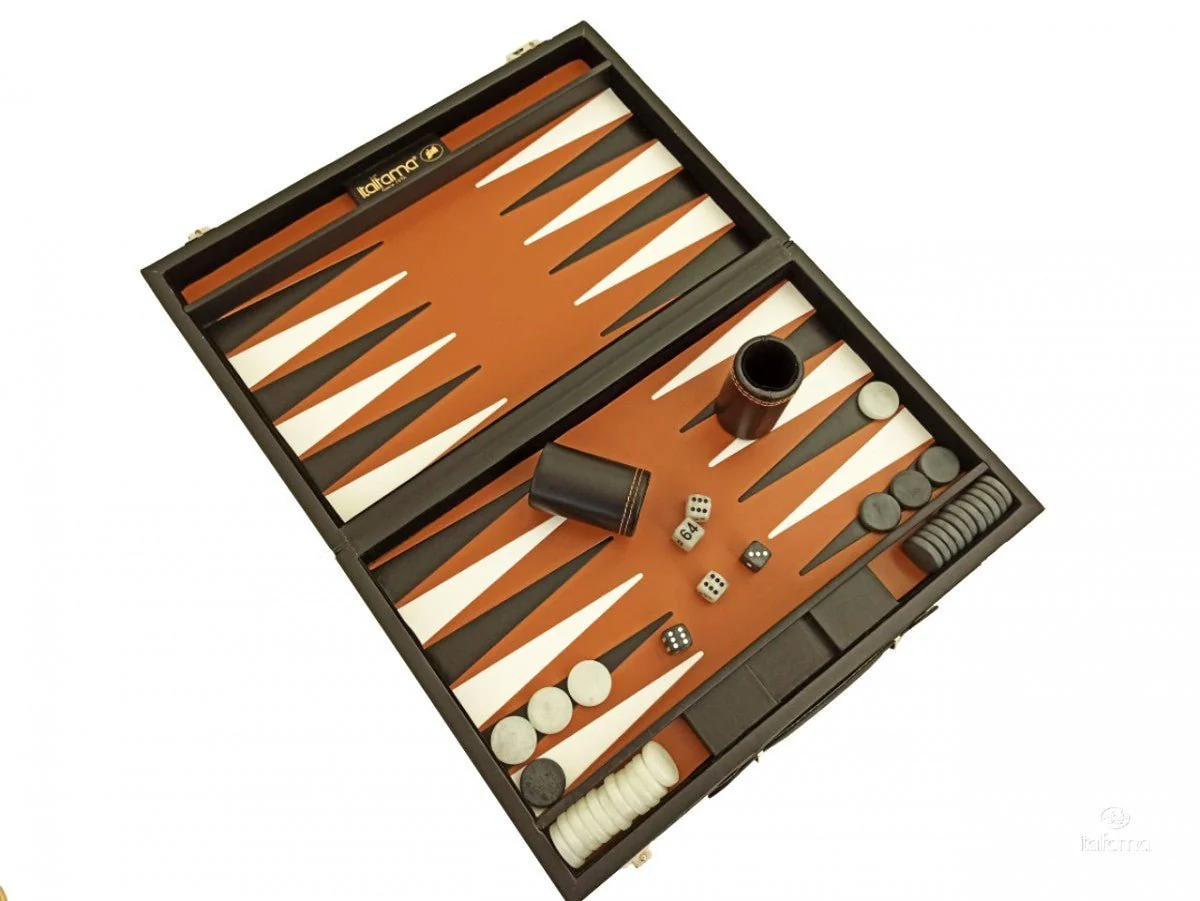Backgammon marqueté simili cuir - MM - Noir - Image 3