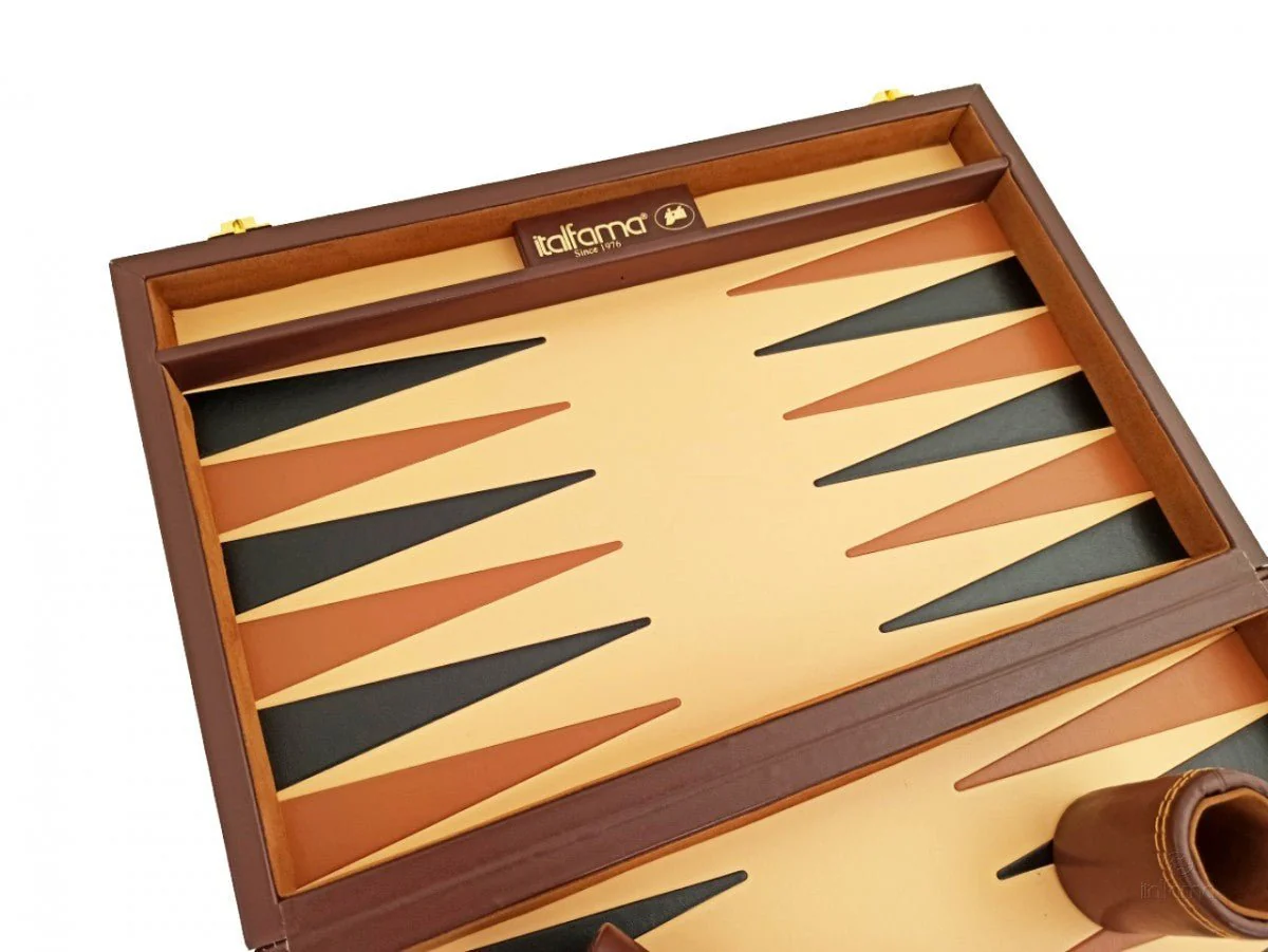 Backgammon marqueté simili cuir - MM - Marron - Image 3