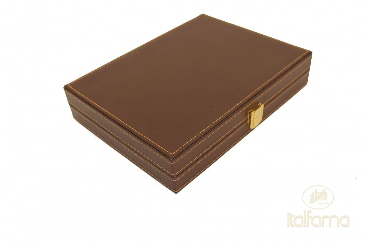 Backgammon de voyage - Style cuir - Marron - Image 3