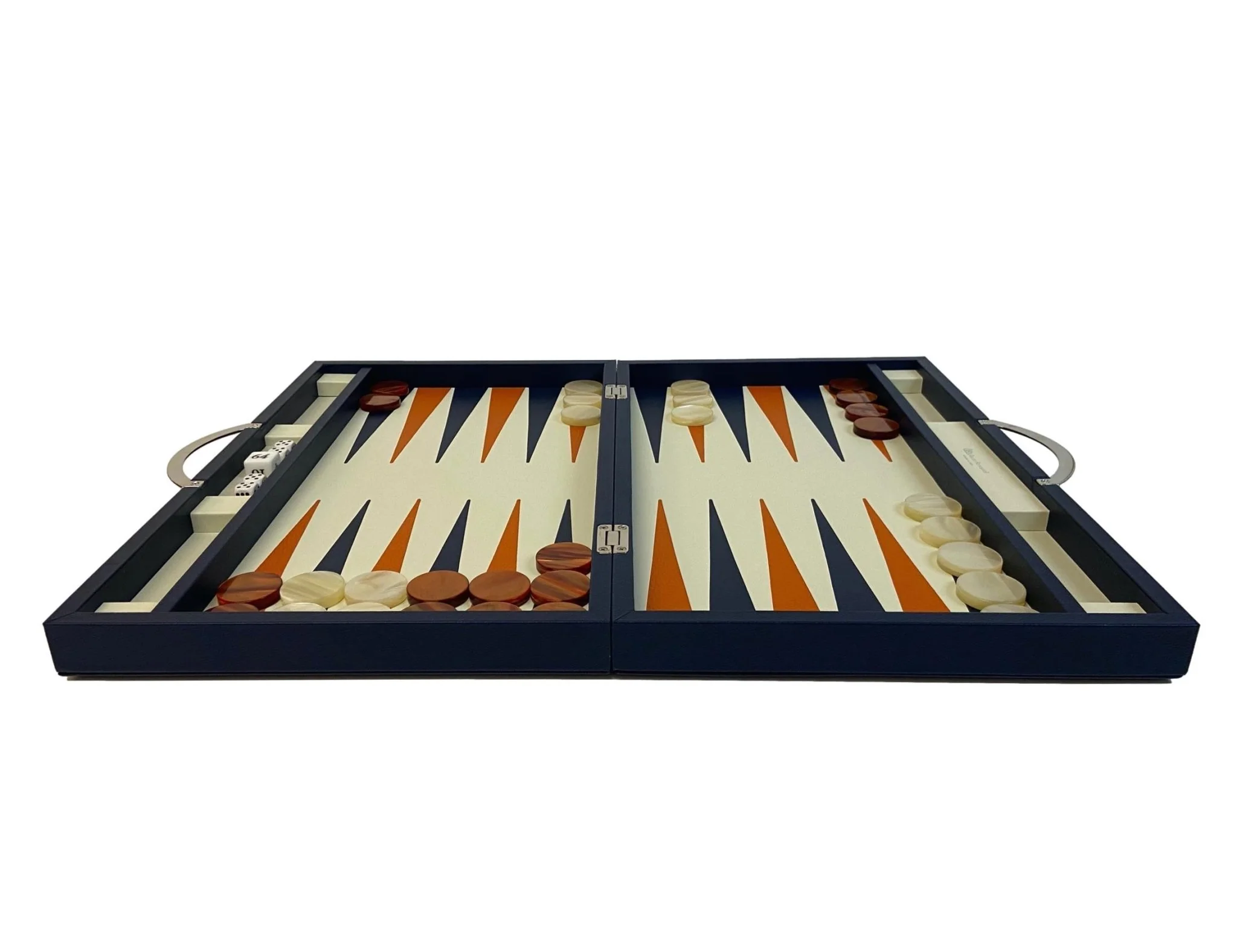 Backgammon en Cuir véritable MM - Bleu - Renzo Romagnoli - Image 3