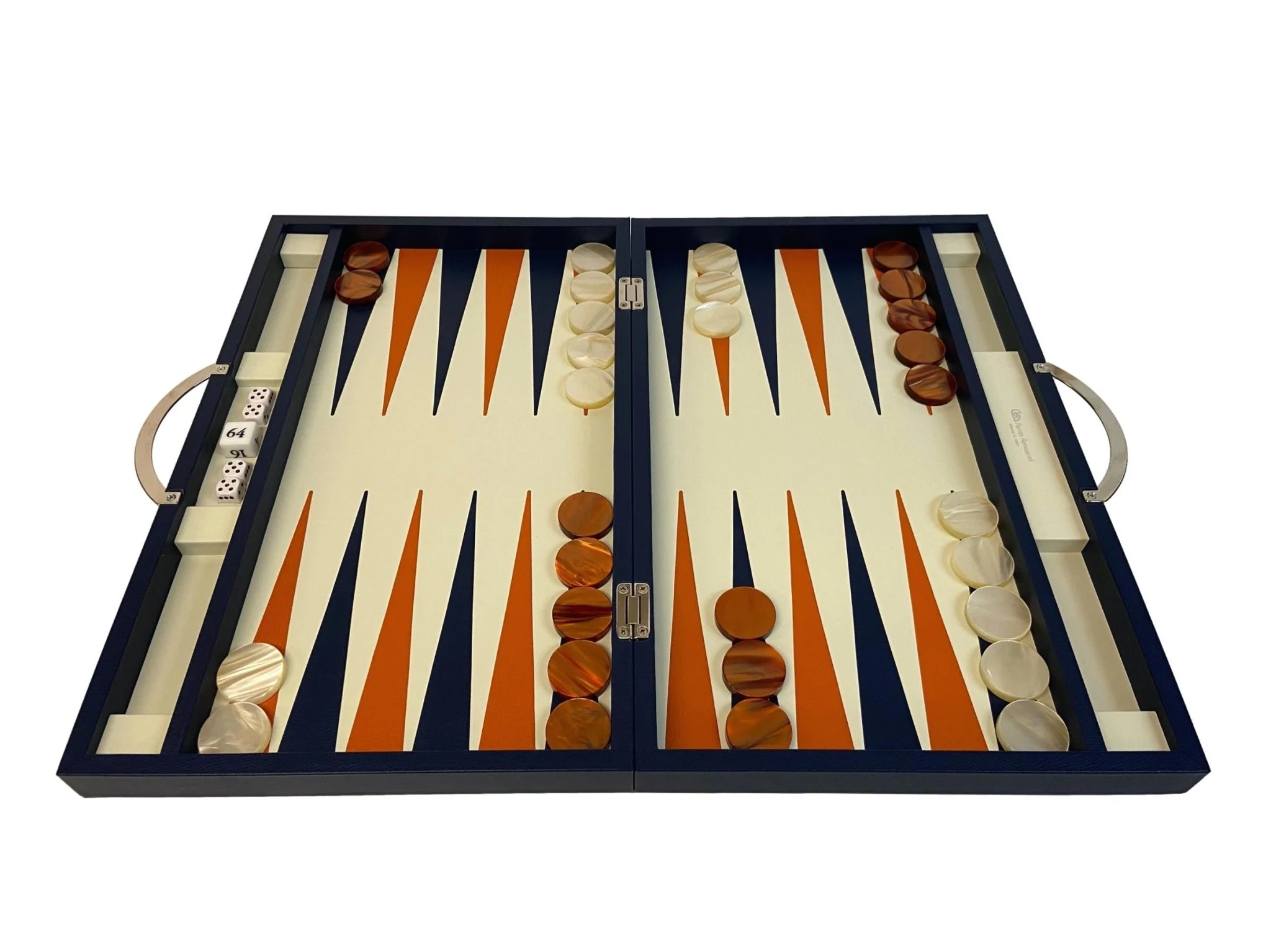Backgammon en Cuir véritable MM - Bleu - Renzo Romagnoli - Image 6